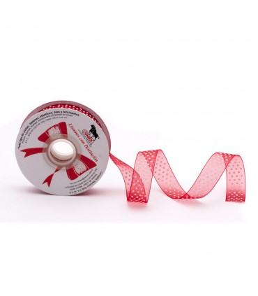 Organza con Lunares Blancos