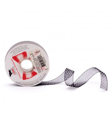 Organza con Lunares Blancos